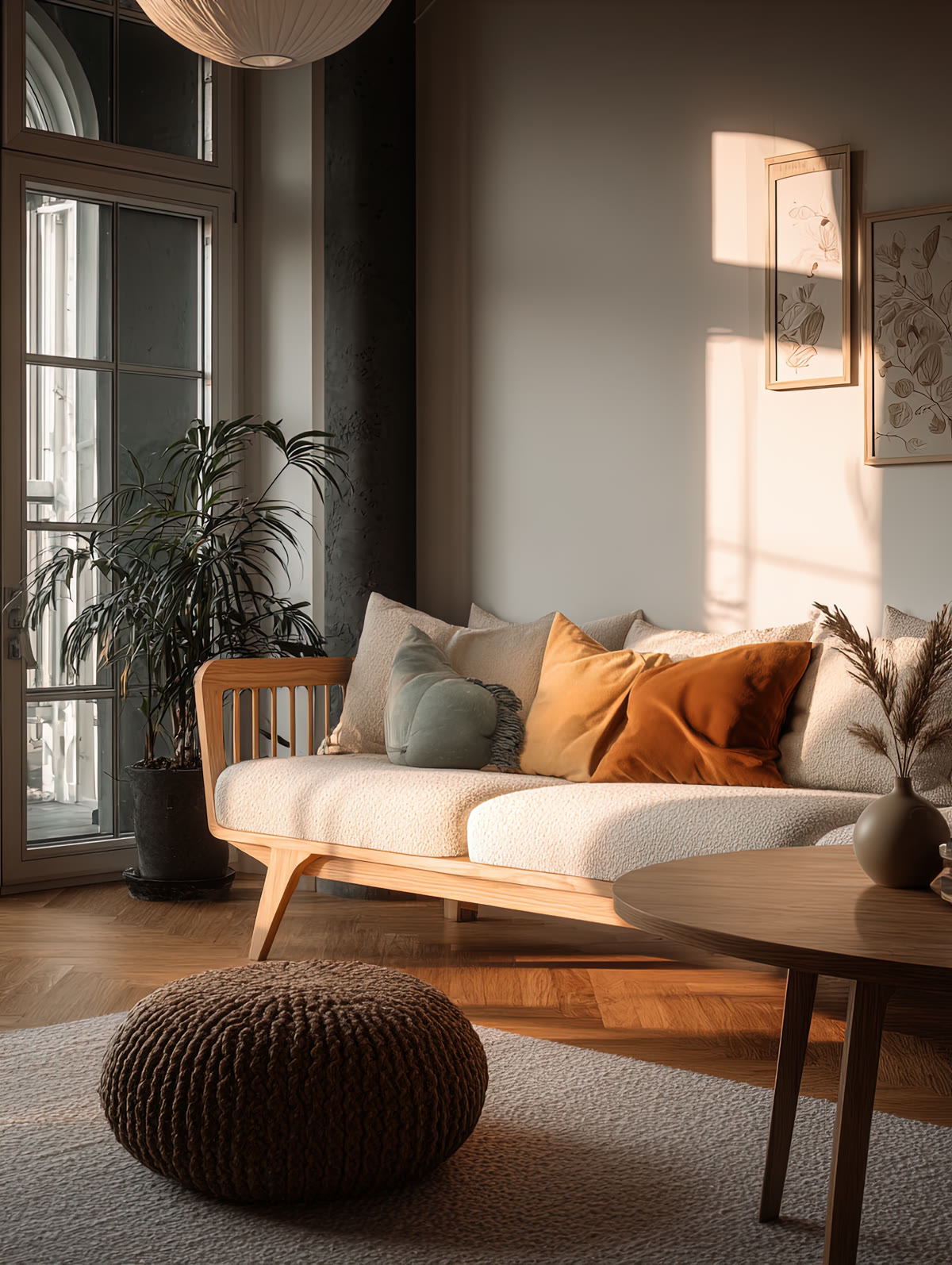 Cozy lounge with soft evening light